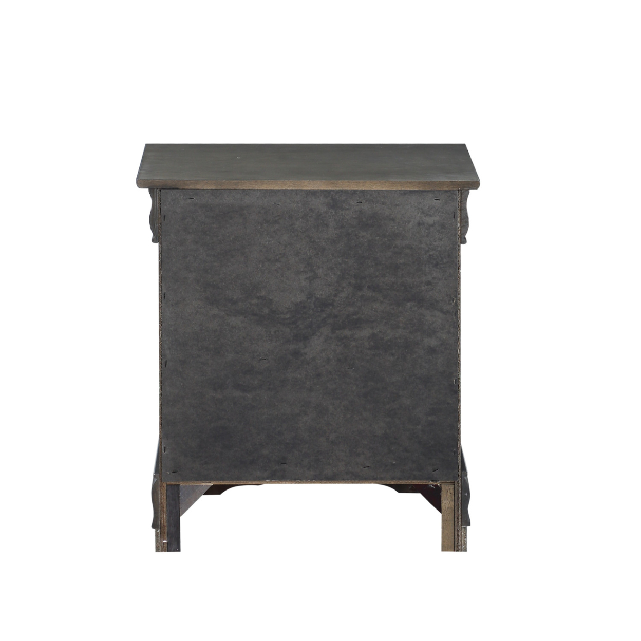 Traditional Style Wooden Nightstand With Two Drawers And Metal Handles, Dark Gray- Saltoro Sherpi