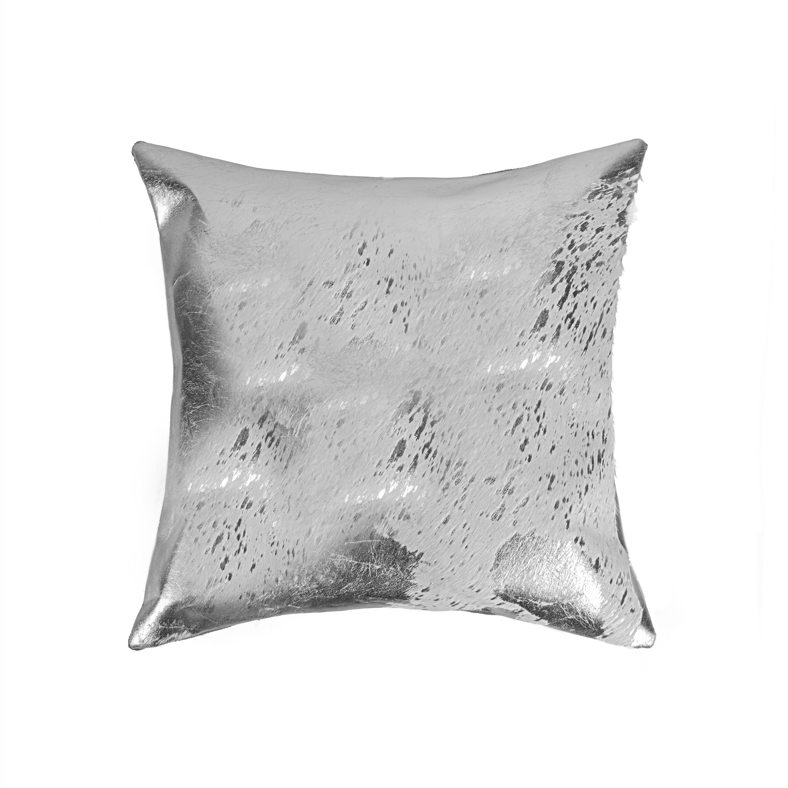 Torino Scotland Cowhide Pillow 18"x18" Grey & Silver