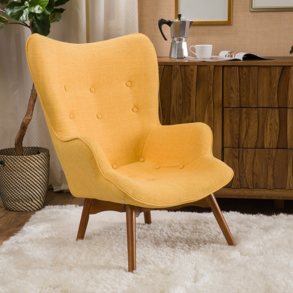 Acantha Mid Century Modern Contour Lounge Chair - Yellow