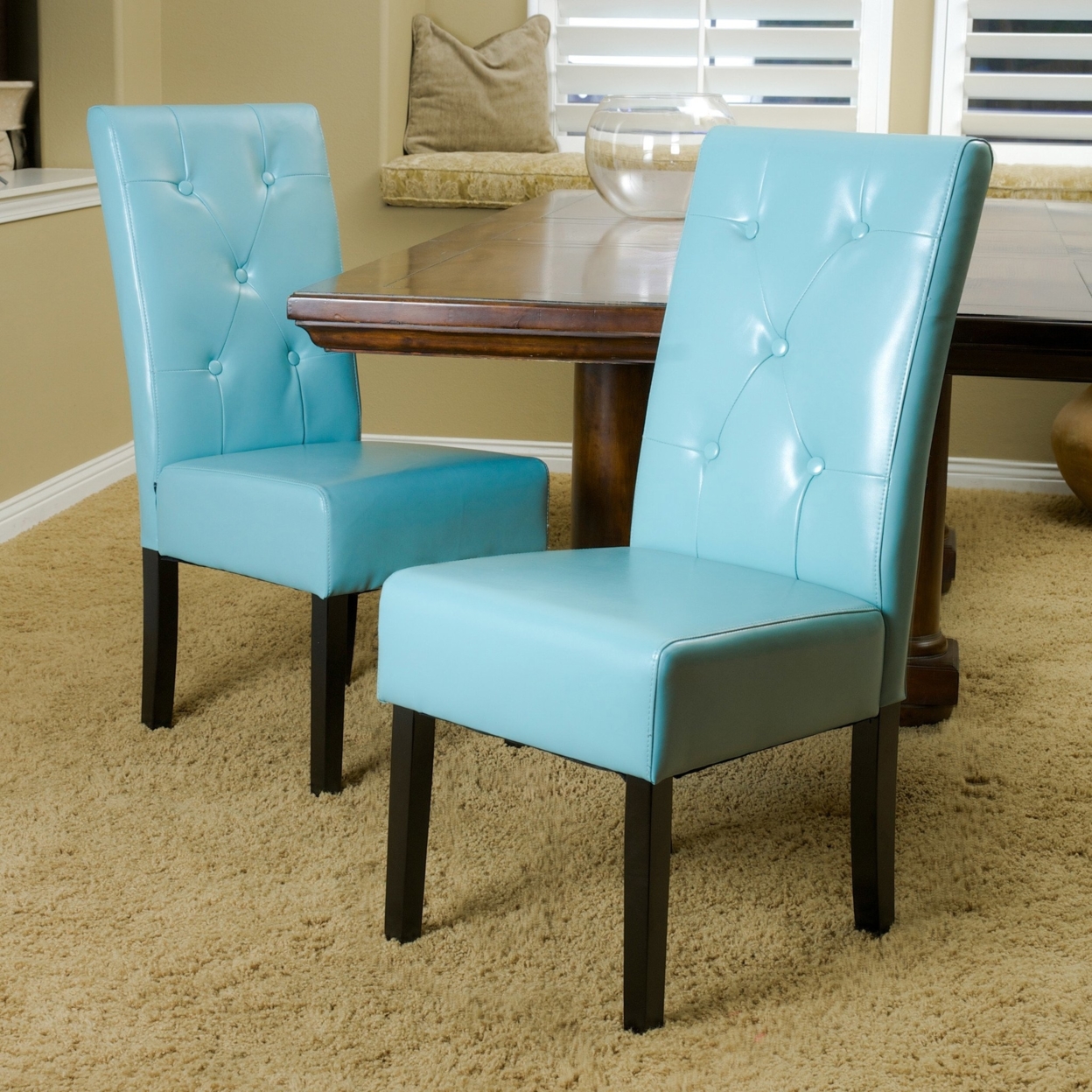 Alexander Teal Bonded Leather Dining Chair (Set Of 2)