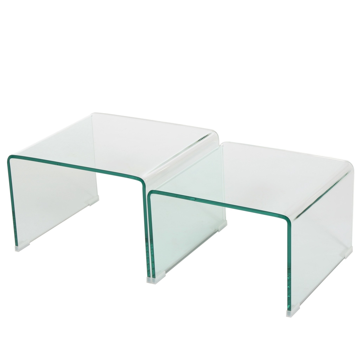 Angel Tempered Glass Nesting Tables Set Of Two (2)