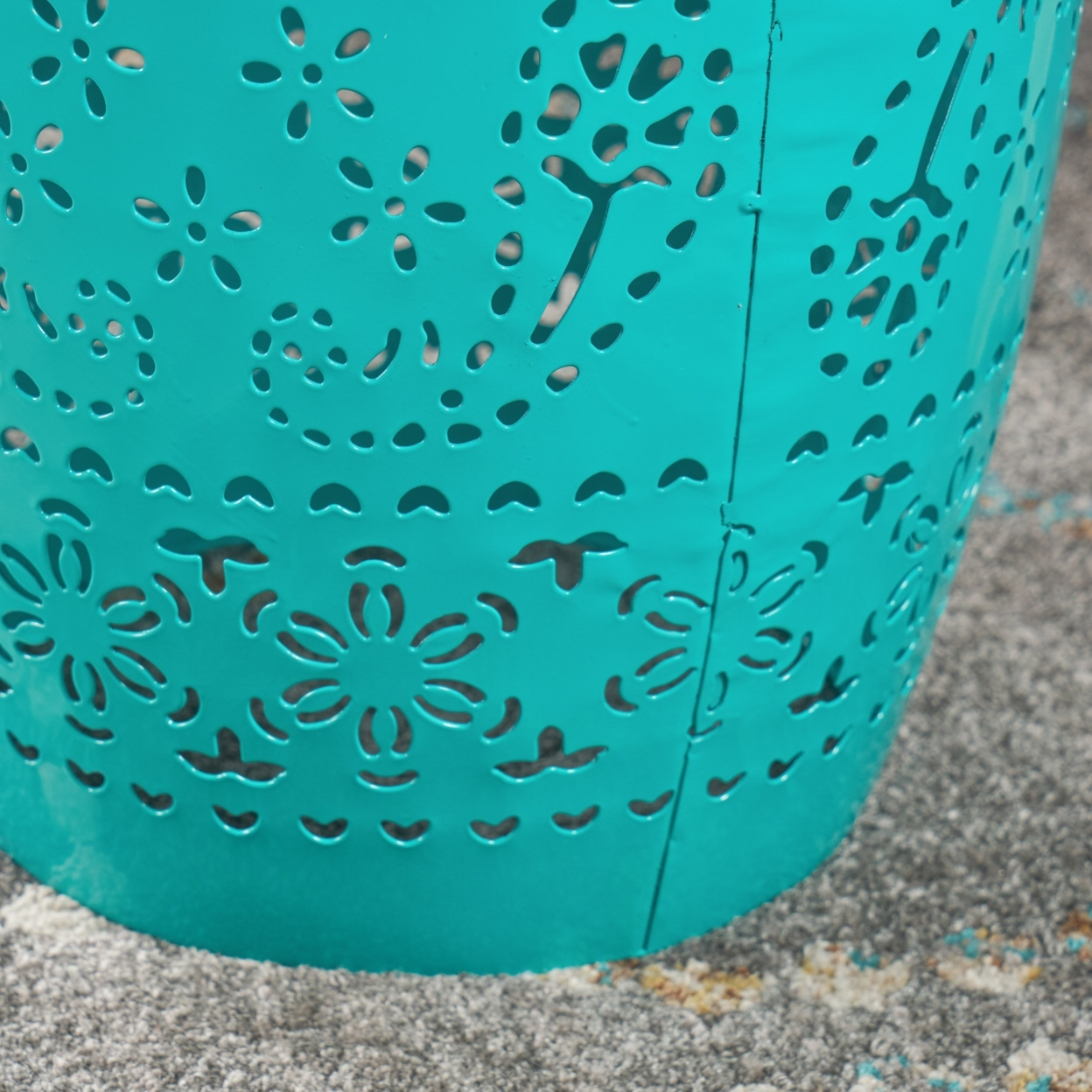 Apple Valley Lace Cut Iron Accent Table - Teal