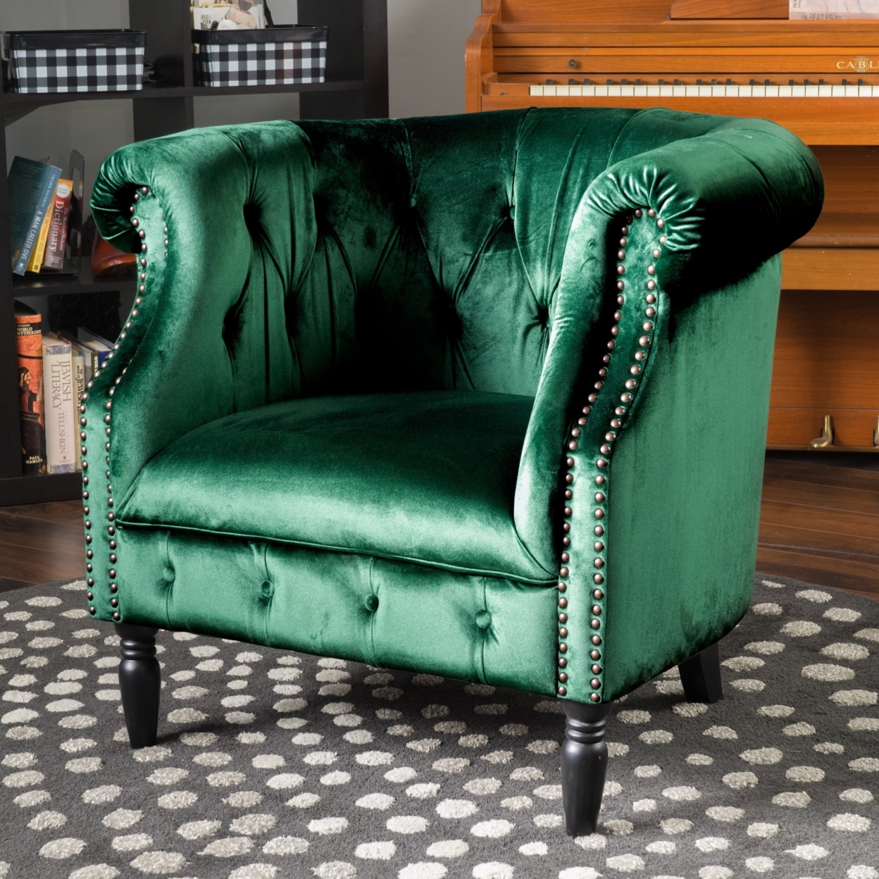 Aries New Velvet Tub Style Club Chair - Emerald