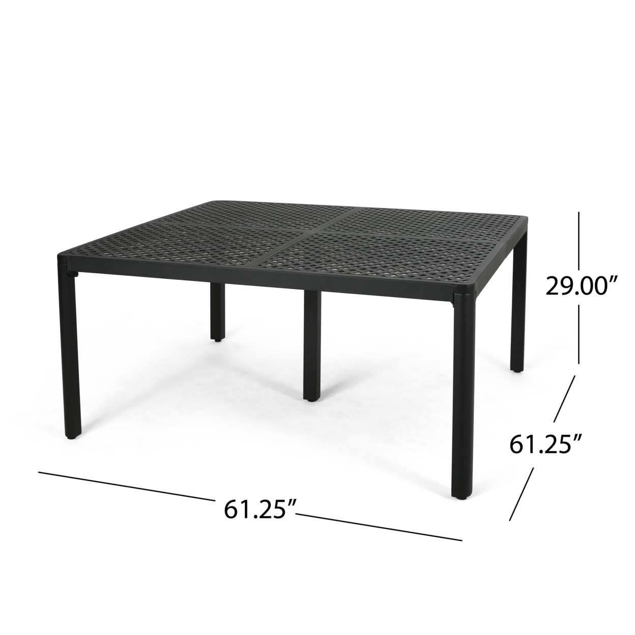 Athena Modern Aluminum Dining Table With Woven Accents - Gloss Black