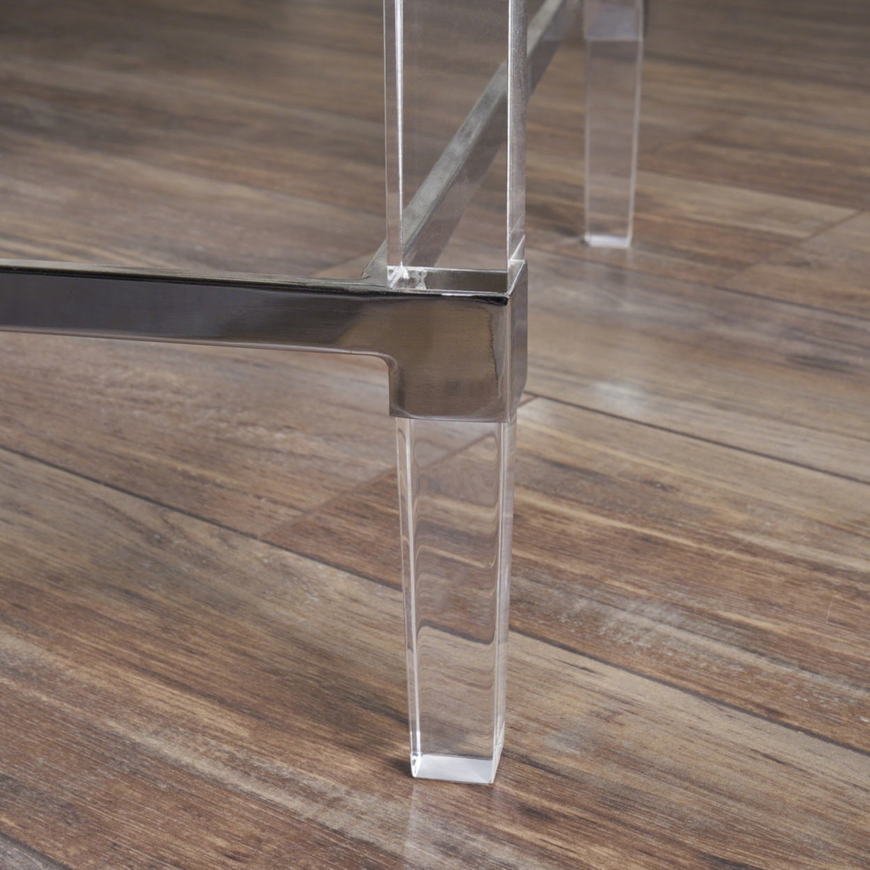 Bayor Modern Tempered Glass Coffee Table With Acrylic And Iron Accents