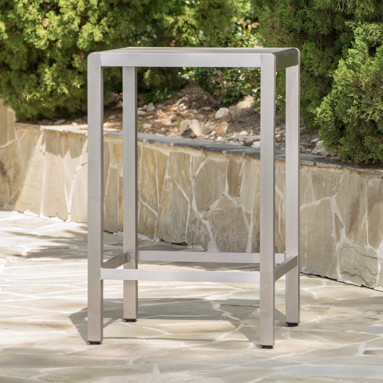 Capral Outdoor Grey Alumnimum Bar Table With Glass Top