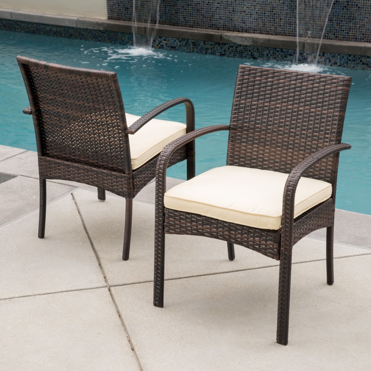 Carmela Outdoor Multibrown PE Wicker Dining Chairs (Set Of 2)
