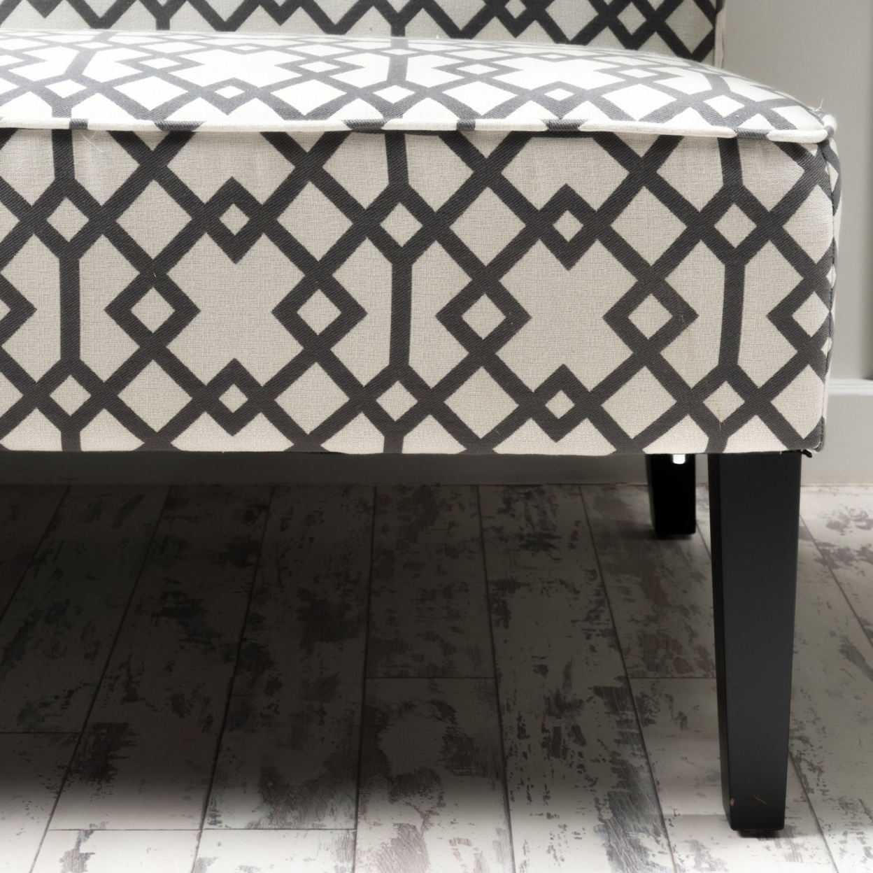 Charlotte Grey Geometric Patterned Fabric Love Seat