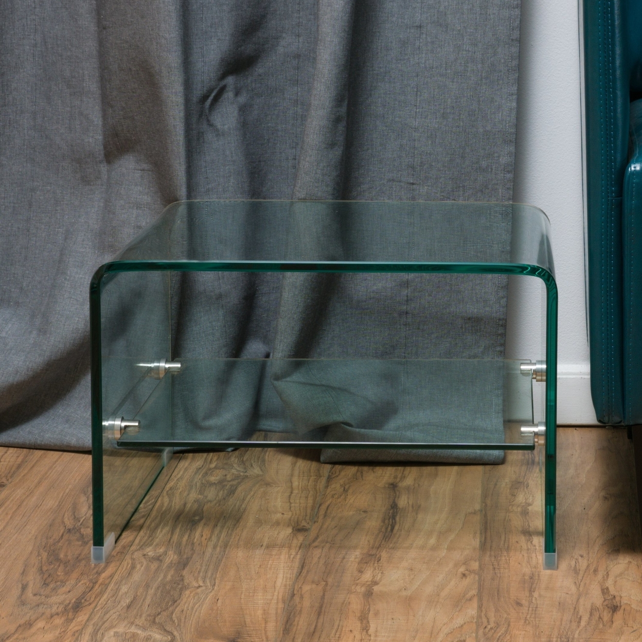 Classon Transparent Glass End Table With Shelf