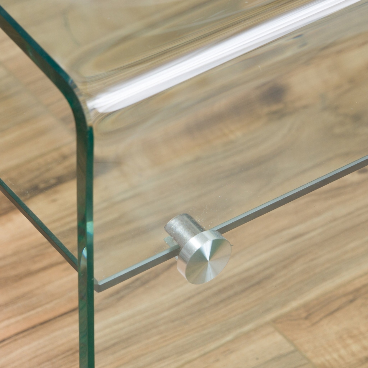 Classon Transparent Glass End Table With Shelf
