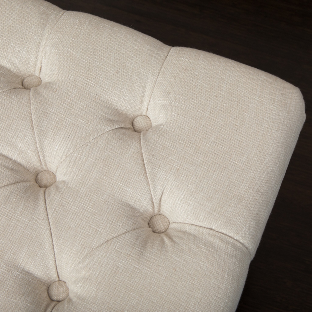 Colette Tufted Beige Fabric Ottoman Bench