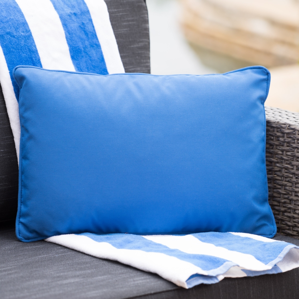 Corona Outdoor Rectangular Water Resistant Pillow(s) - Blue, Qty Of 2