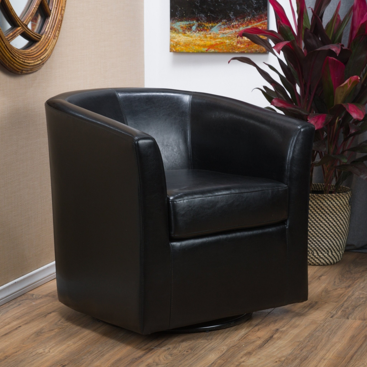 Corley Barrel Club Chair With Swivel Seat - Black