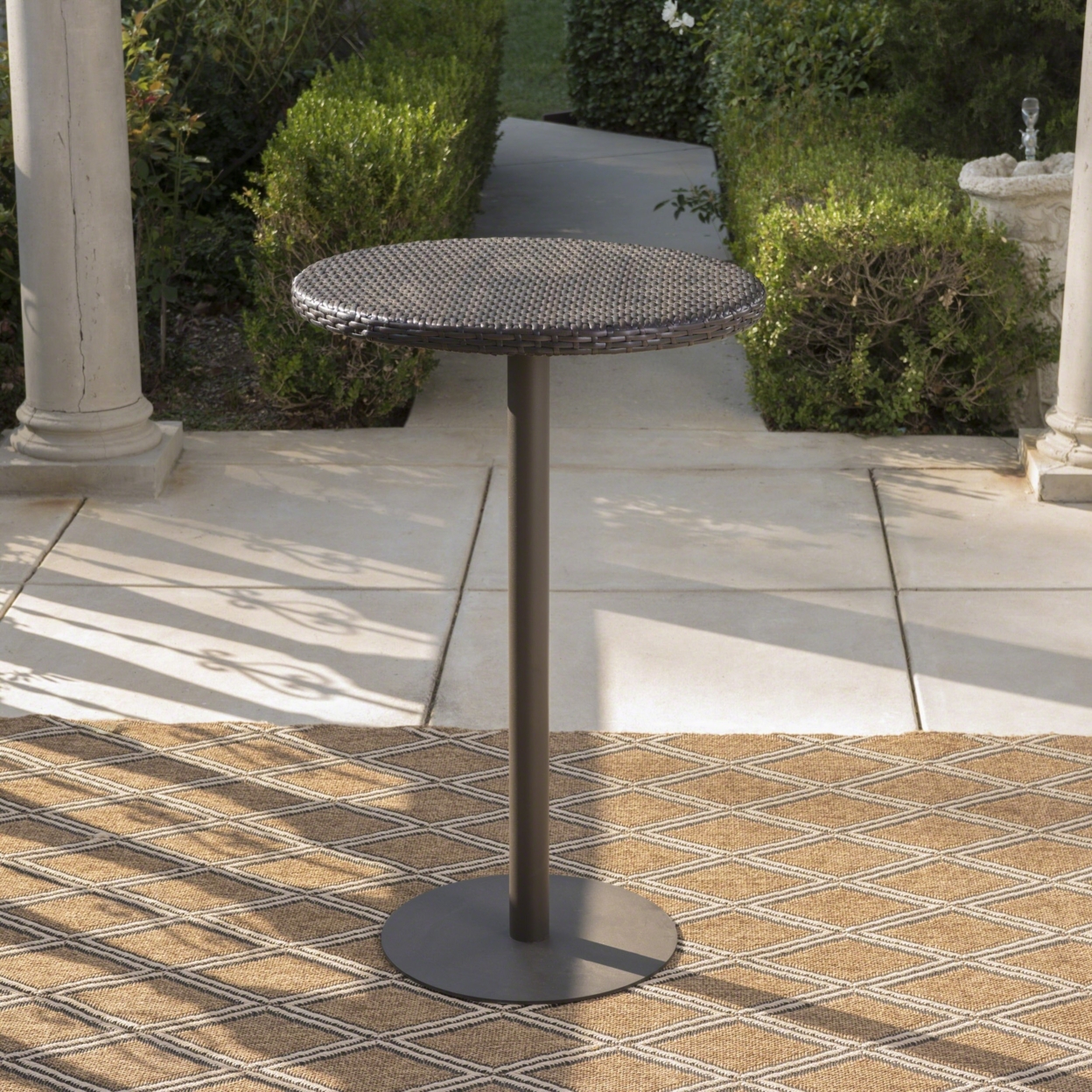 Domicca Outdoor 26 Inch Multi-brown Wicker Round Bar Table