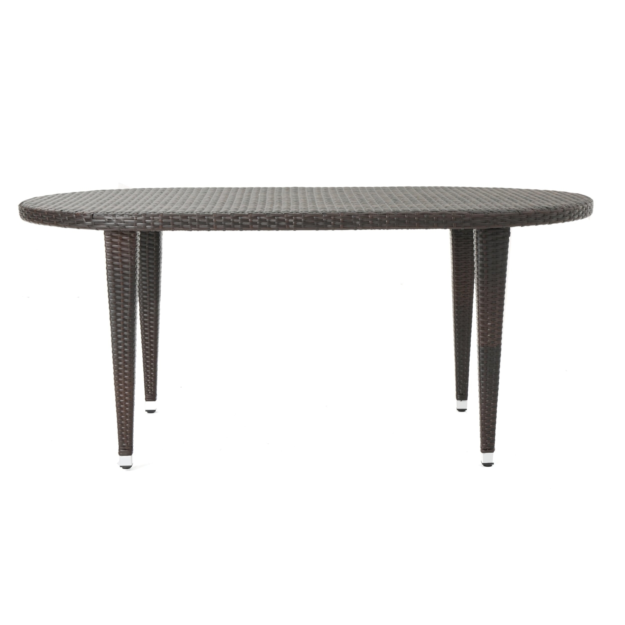 Domo Outdoor 69 Inch Wicker Oval Dining Table - Gray