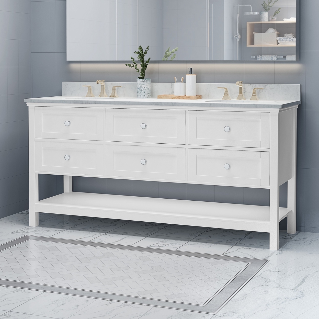 Douvier Contemporary 72 Wood Bathroom Vanity (Counter Top Not Included) - Gray