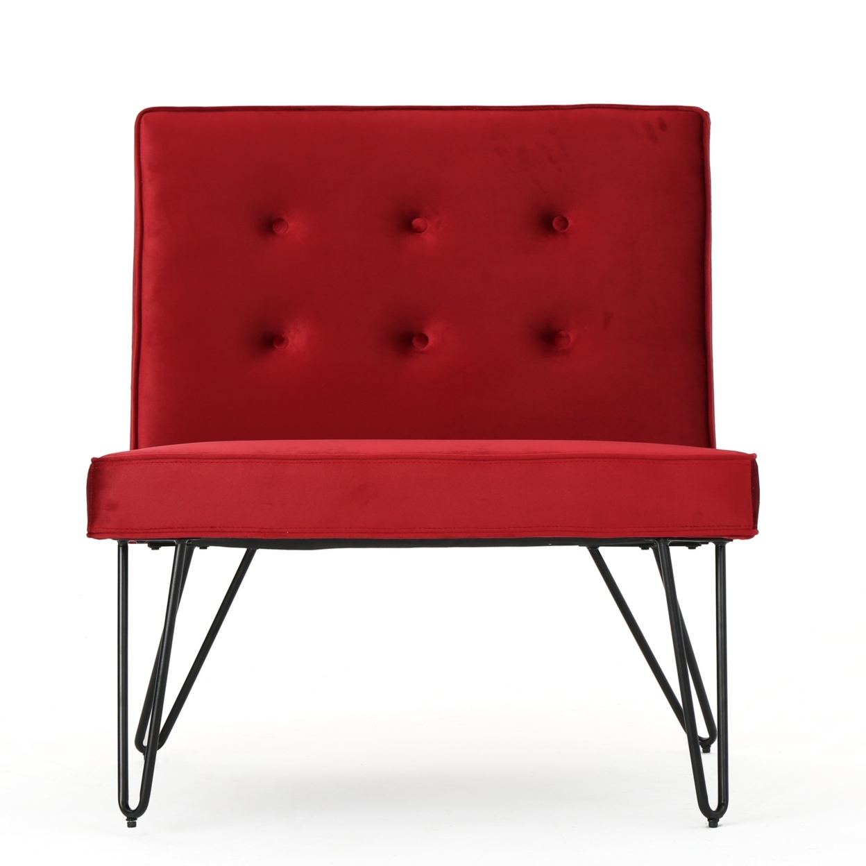 DuSoleil New Velvet Modern Armless Chair - Berry