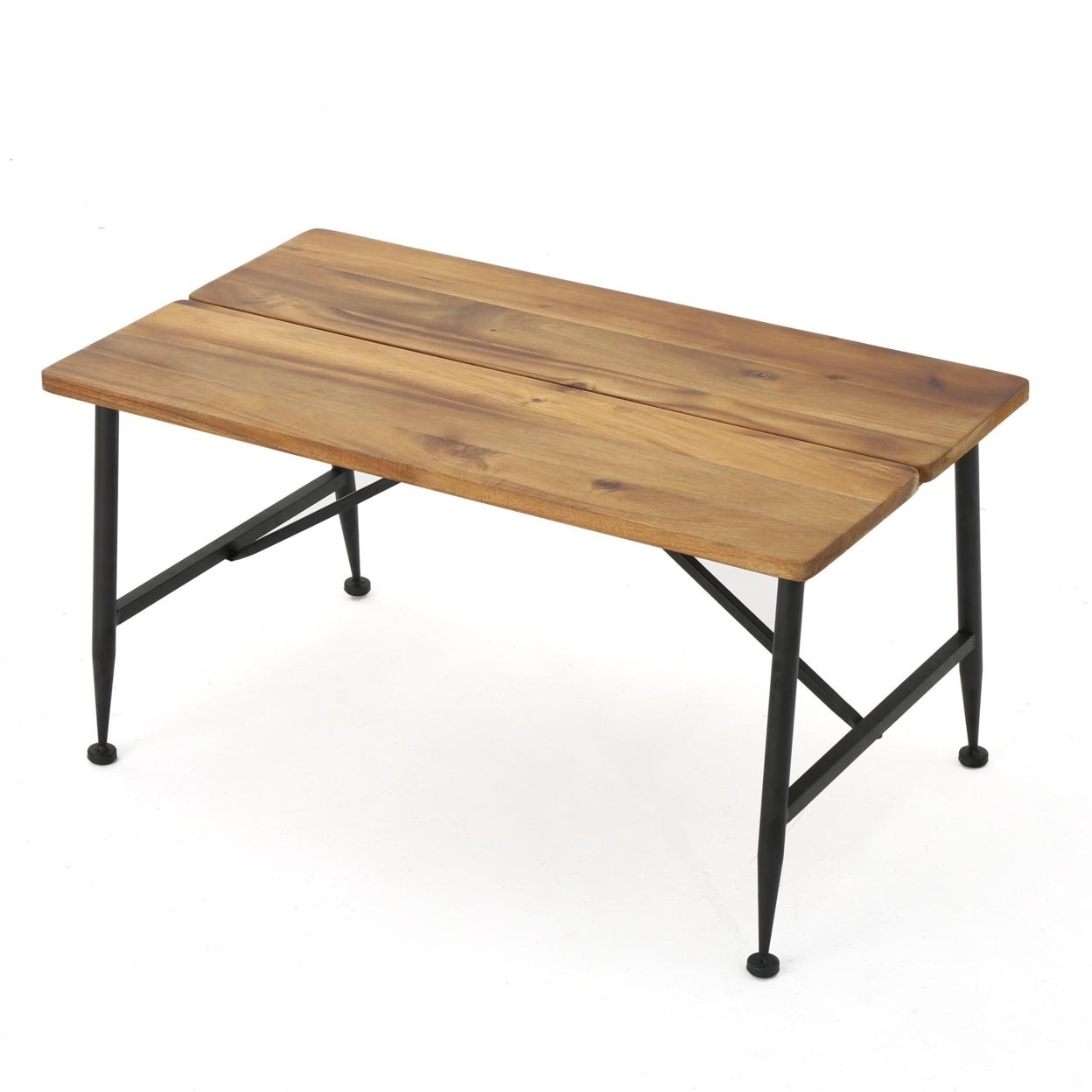 Ellaria Rustic Industrial Acacia Wood Coffee Table With Metal Frame