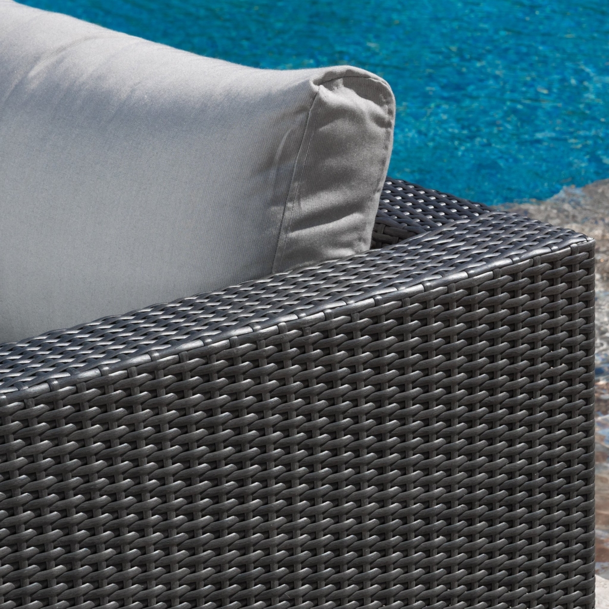 Francisco 5pc Outdoor Grey Wicker Seating Sectional Set With Cushions