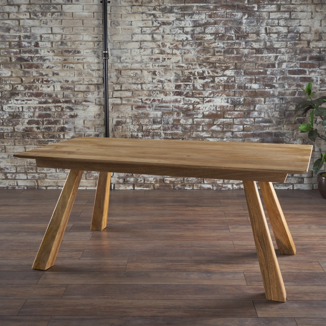 Franklin Mid Century Natural Finished Solid Mango Wood Dining Table