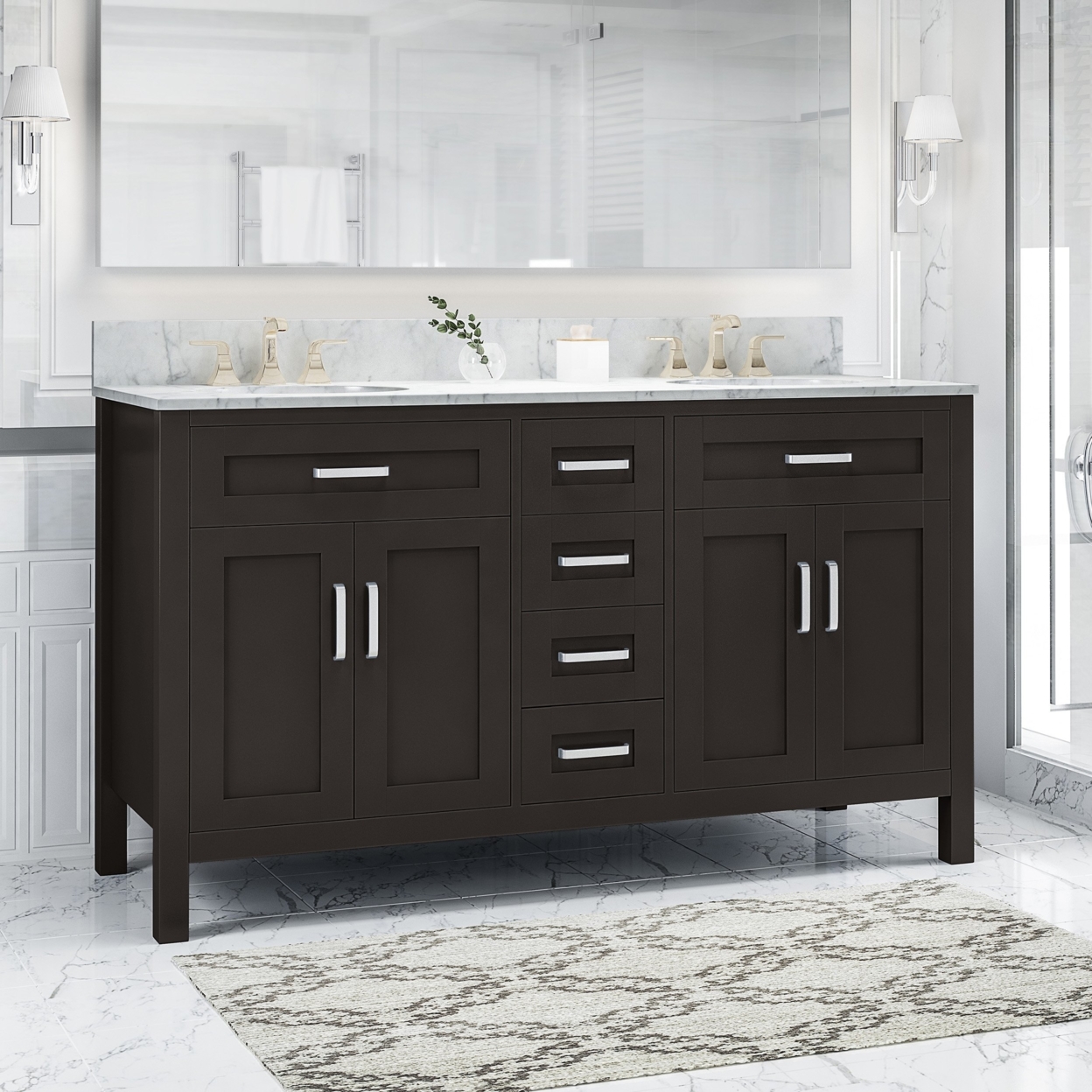 Greeley Contemporary 60 Wood Bathroom Vanity (Counter Top Not Included) - Gray