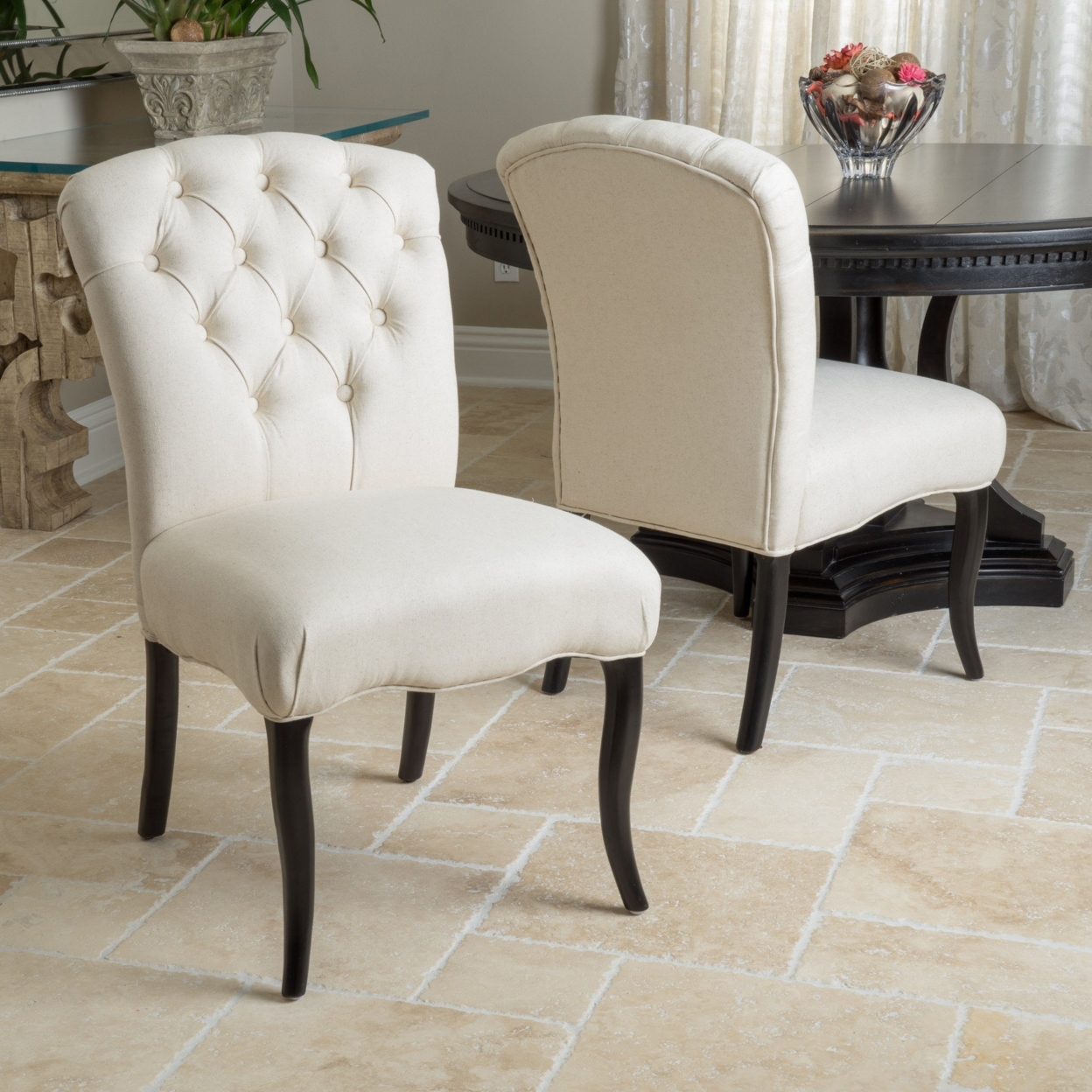 Jaelynn Linen Colored Fabric Dining Chairs (Set Of 2)