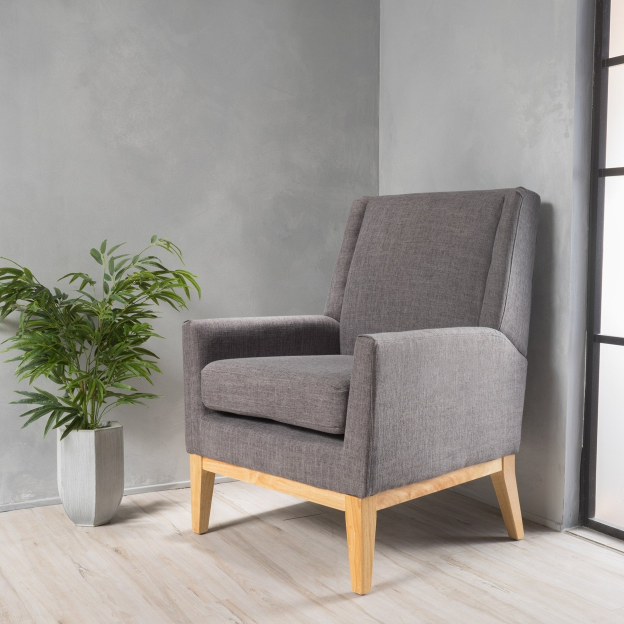 Kronen Mid Century Design Fabric Accent Chair - Gray