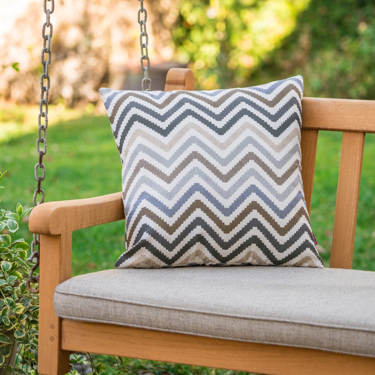 Kimpton Outdoor Zig Zag Striped Water Resistant Square Pillow - Set Of 2