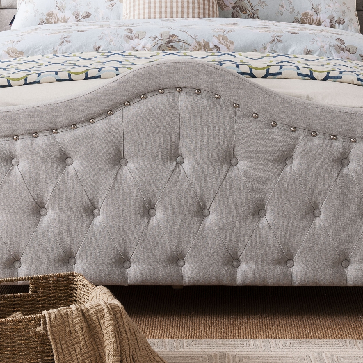Livi Fabric Fully Upholstered Queen Bed Set - Ivory