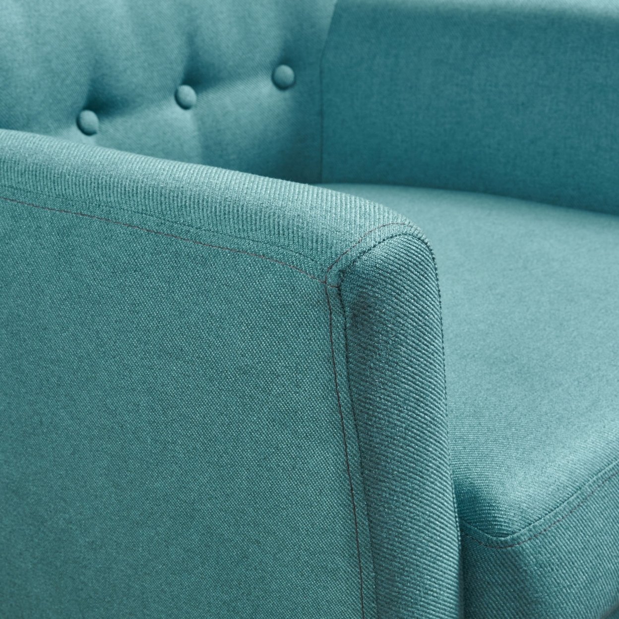 Madeira Buttoned Mid Century Modern Dark Teal Fabric Club Chair - Light Gray