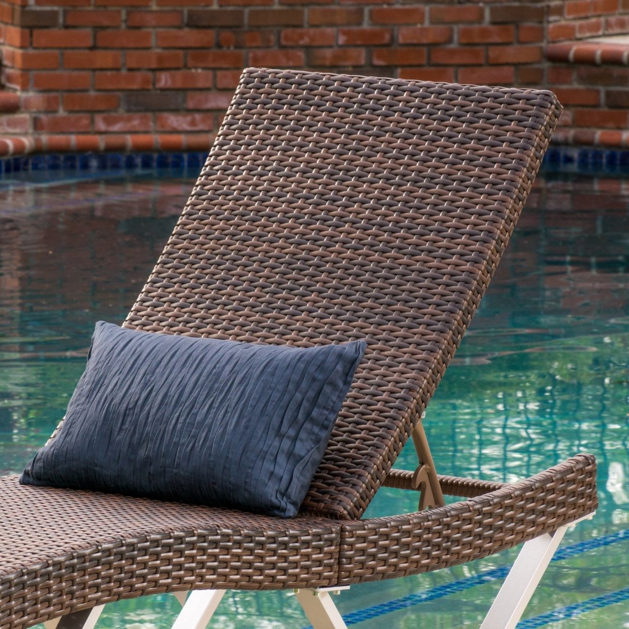 Manuela Outdoor Single Multibrown Wicker Chaise Lounge Chair