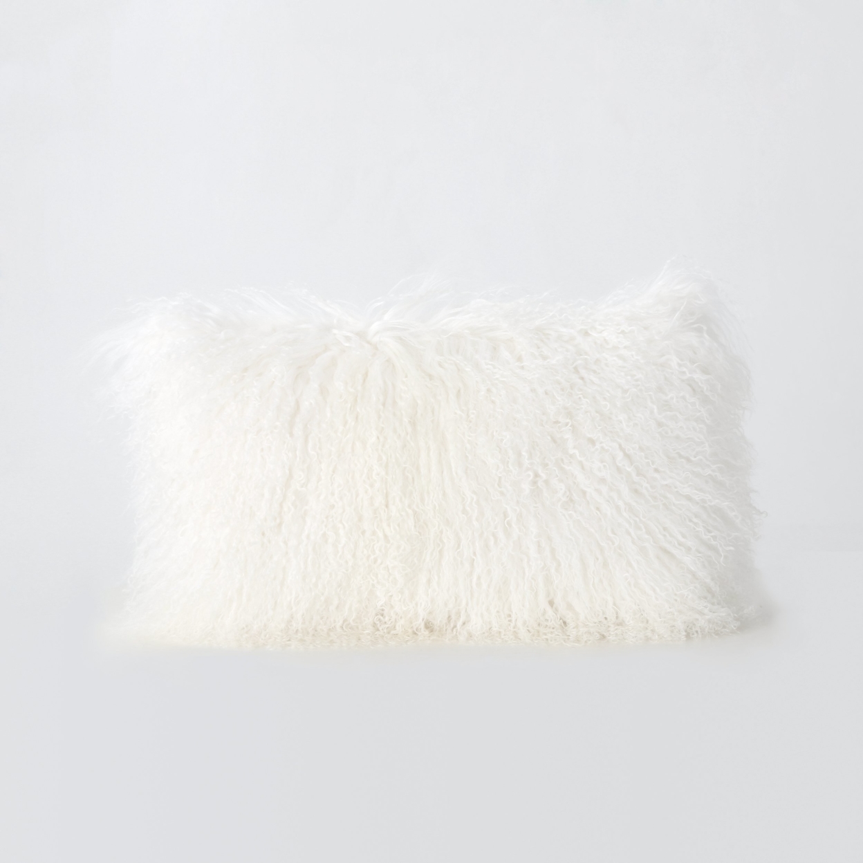 Marybelle Glam Shaggy Lamb Fur Throw Pillow - White, Single, Rectangular