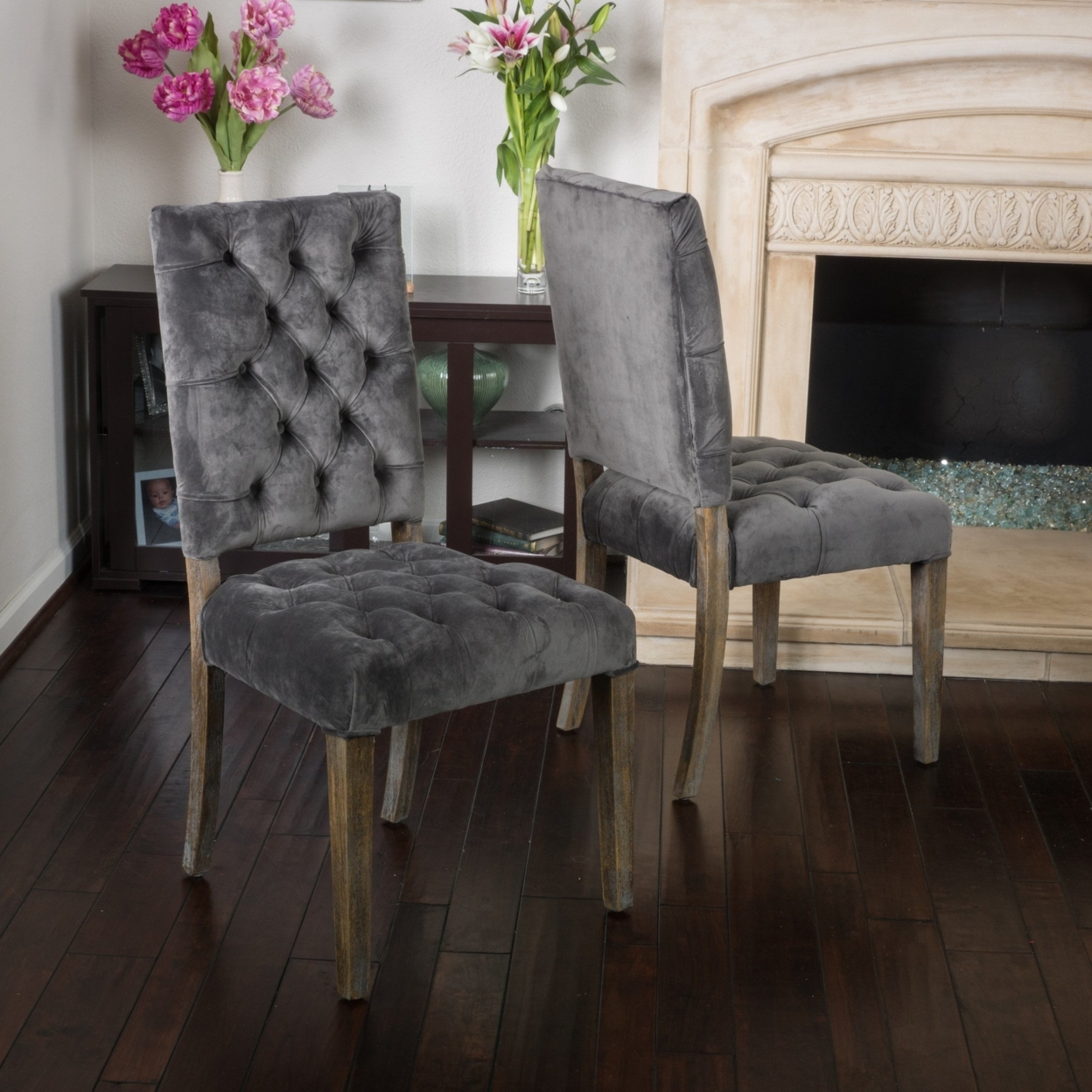 Myrtle Charcoal Velvet Dining Chair (Set Of 2)