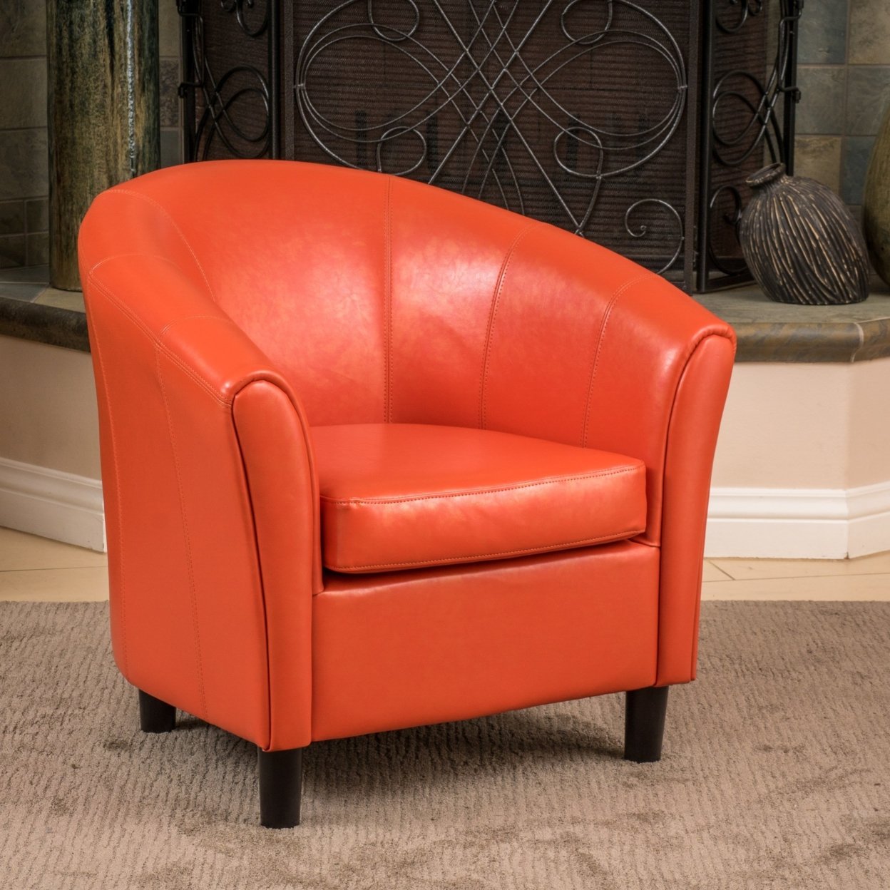 Newport Transitional Bonded Leather Club Chair - Orange