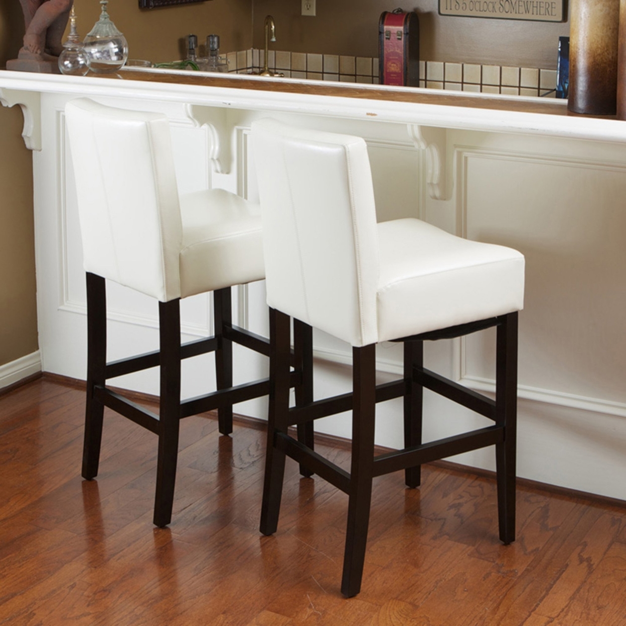 Peterborough Modern 26-Inch Counter Stool (Set Of 2) - Leather, Ivory