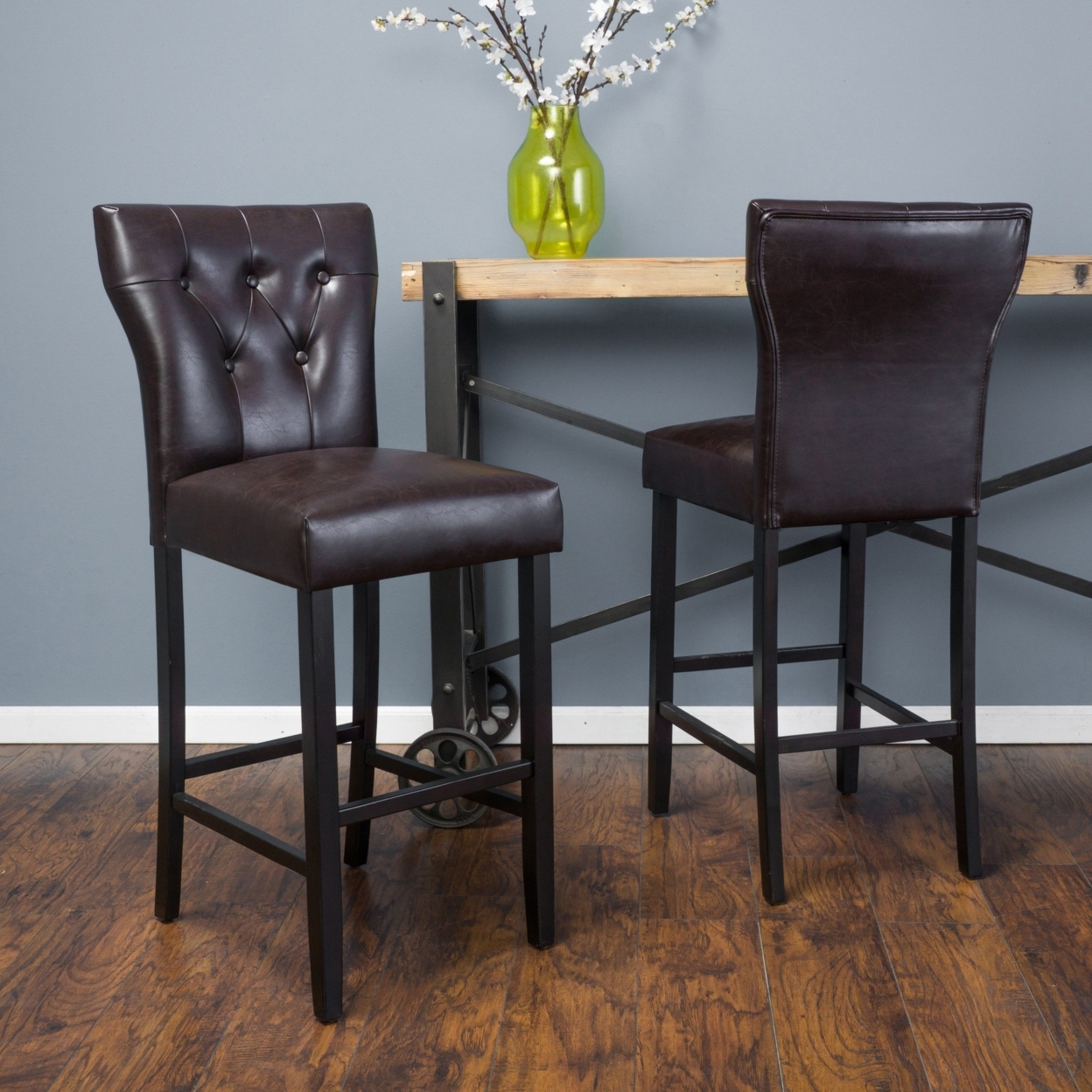 Pierre 31-Inch Brown Leather Barstool (Set Of 2)