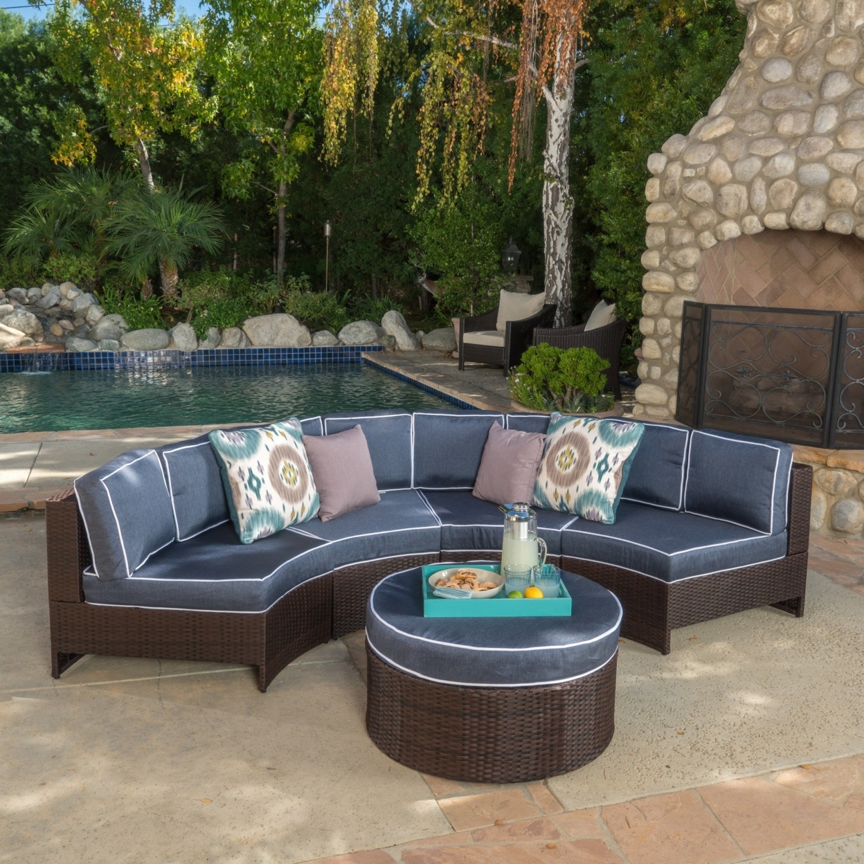 Riviera 5pc Outdoor Sectional Sofa Set - Blue