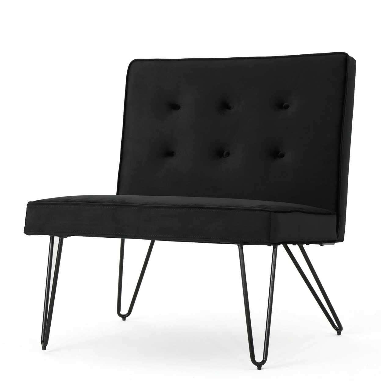 Shalom Glam Modern Velvet Armless Chair, Black