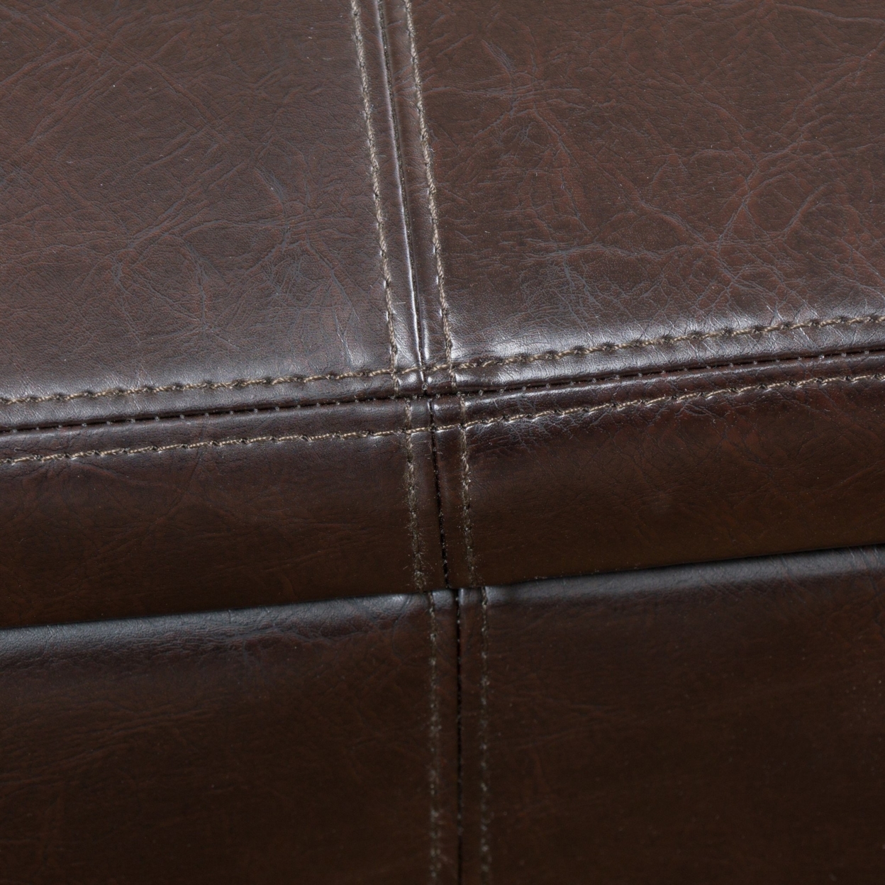 Skyler Brown Leather Storage Ottoman Bench