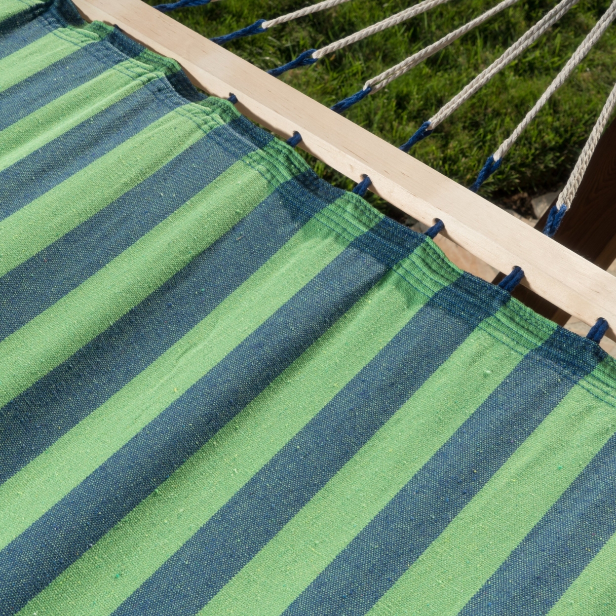 Weston Outdoor Hammock Fabric (ONLY) - Brown Blue White Stripe