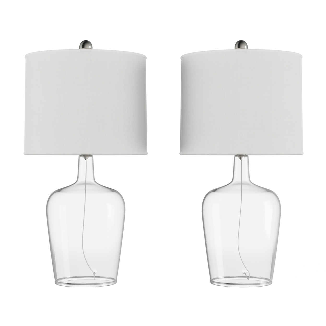 Table Lamps Set Of 2 Cloche Style Glass Modern Farmhouse Lighting For Living Room, Bedroom Or Office