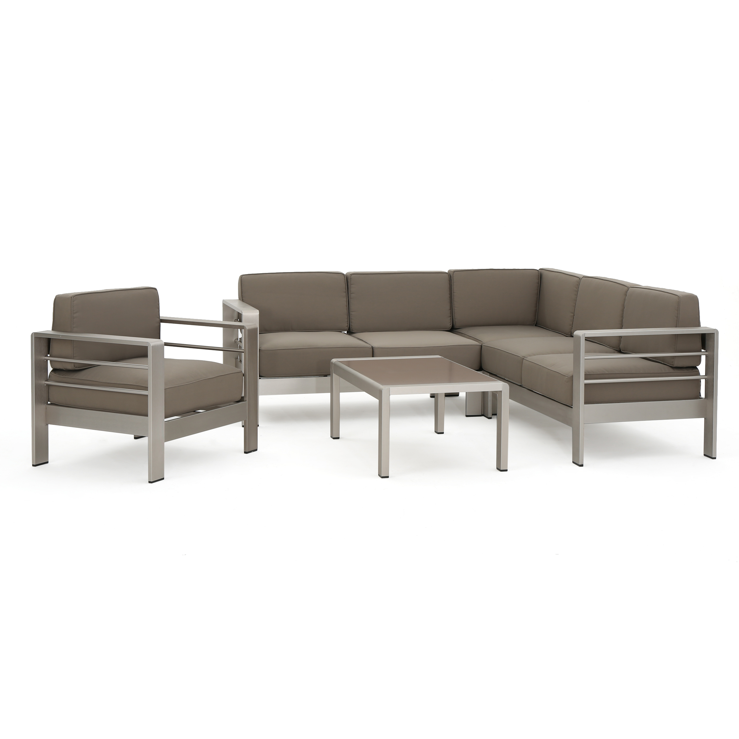 Allen Outdoor Silver Aluminum 5-piece Sofa Set With Cushions