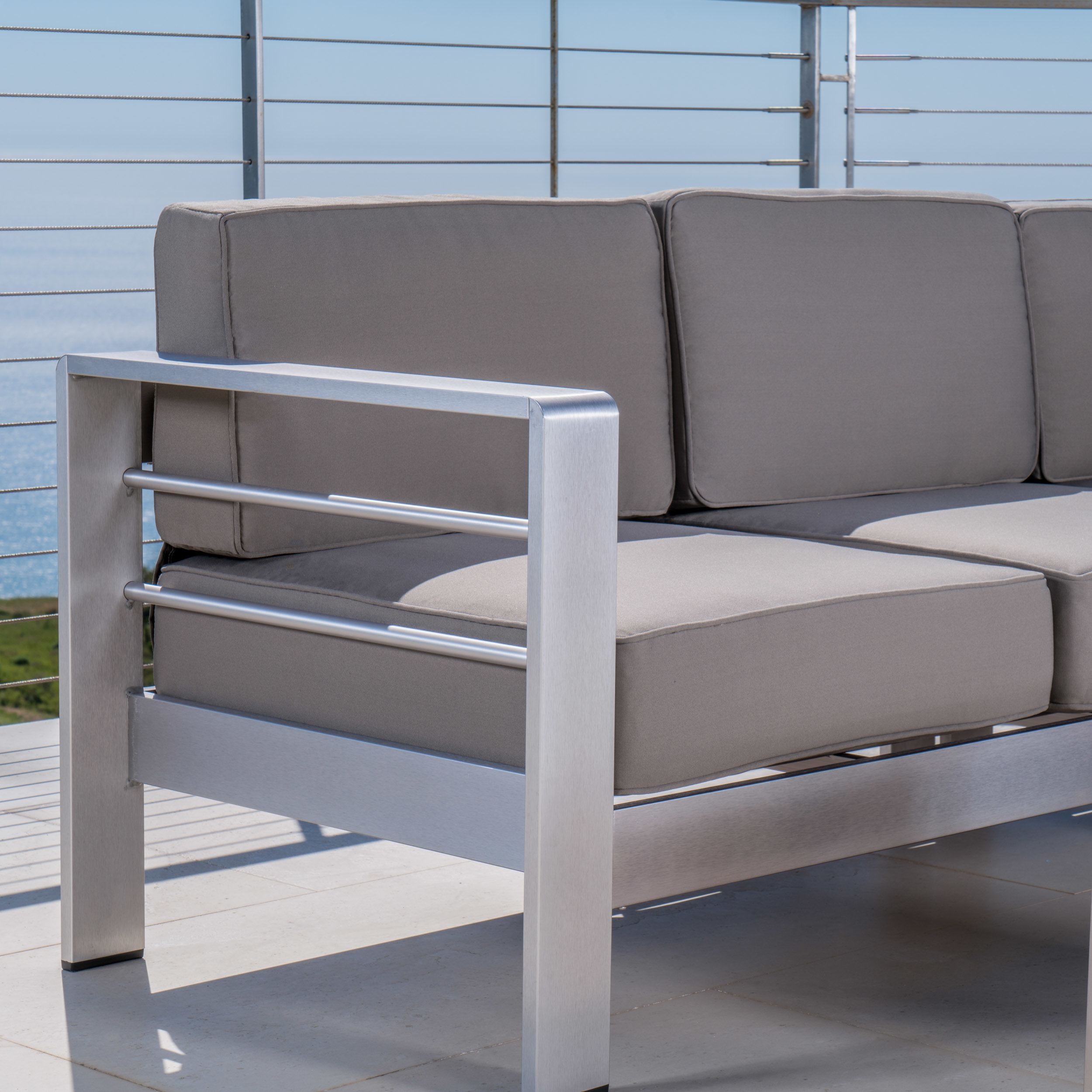 Allen Outdoor Silver Aluminum 5-piece Sofa Set With Cushions