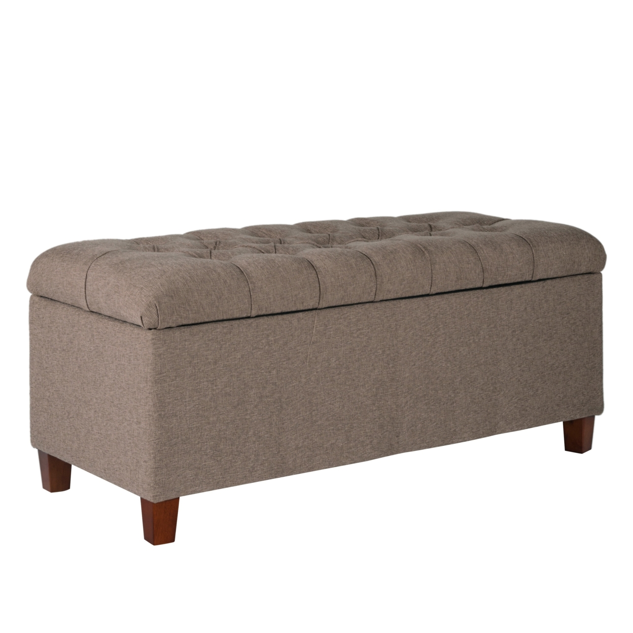 Saltoro Sherpi Textured Fabric Upholstered Tufted Wooden Bench With Hinged Storage, Brown
