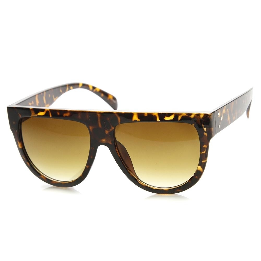 Large Oversized Flat Top Teardrop Frame Aviator Sunglasses - Black Lavender