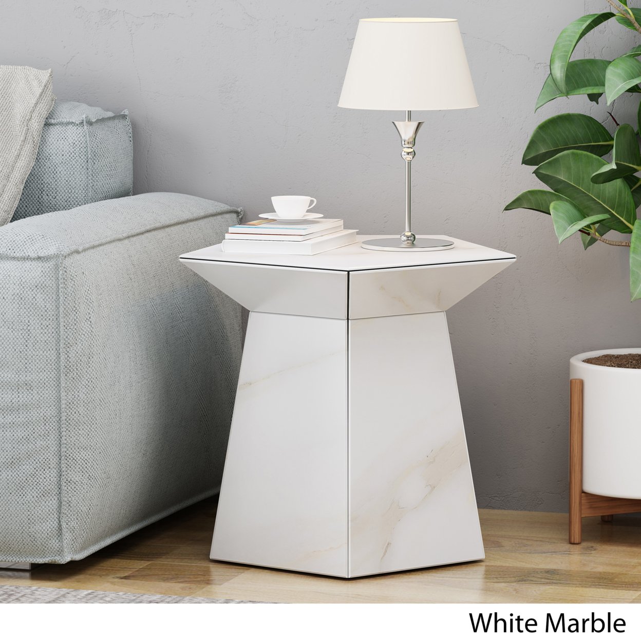 Andre Modern Pentagon Accent Table - Mirror