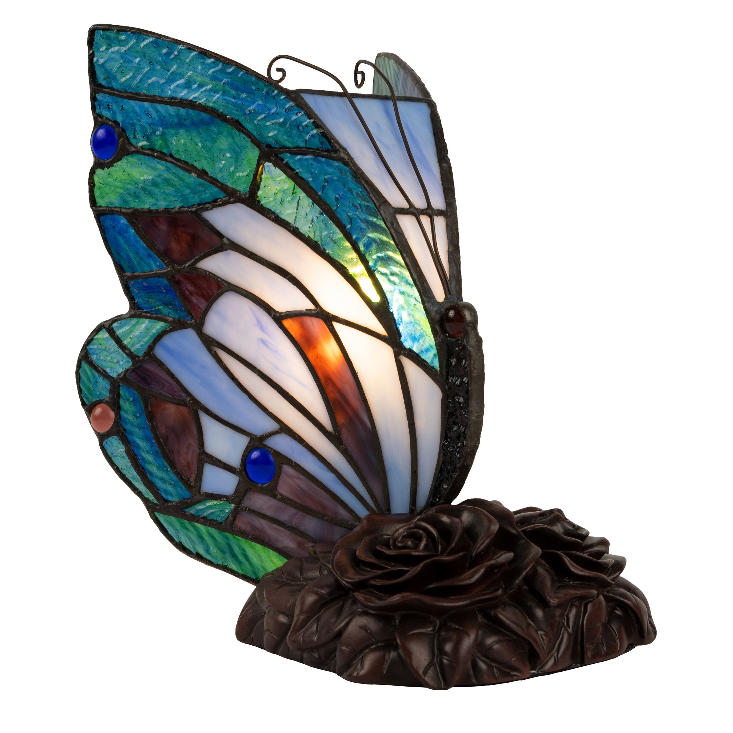 Tiffany Style Butterfly Table Desk Lamp Stained Glass LED Bulb Lighted Artwork
