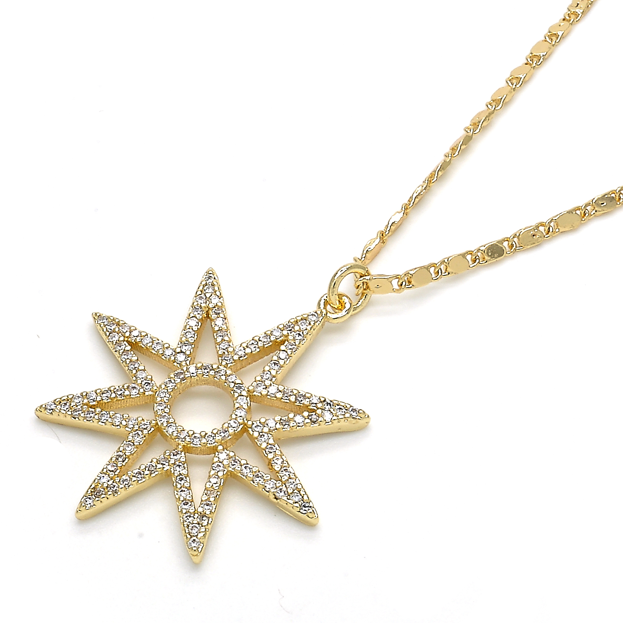 14k Gold Filled High Polish Finsh Diamond Accent Star Necklace