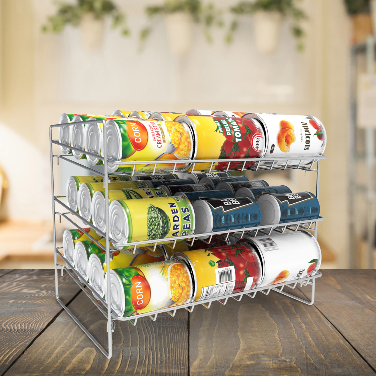 Kitchen Pantry Can Dispenser Holder Metal Rack 36 Food Cans Storage Space Saver