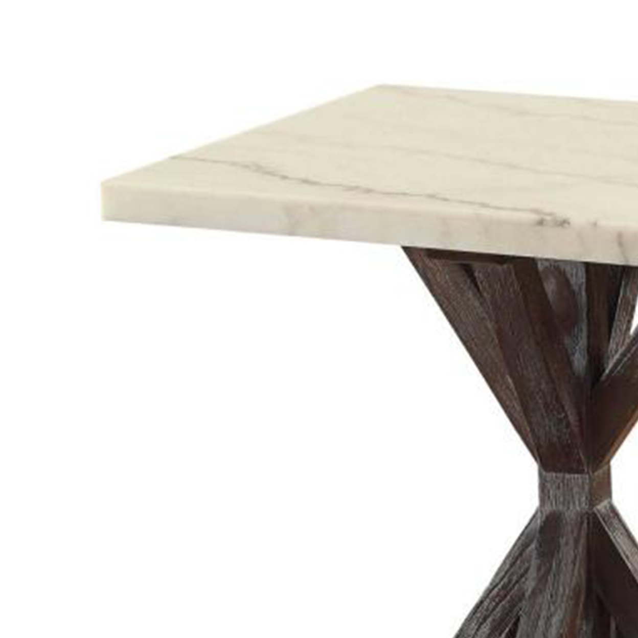 Marble Top End Table With Wooden Tri Pod Base, White And Espresso Brown- Saltoro Sherpi